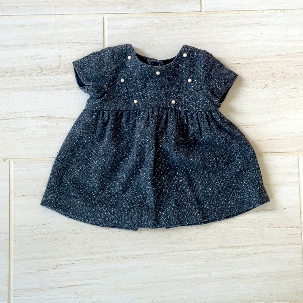 Zara Baby Girl Grey with Pearl Dress